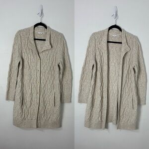 J. Jill‎ Longline Cable Knit Cardigan Sweater Coastal Grandmother Boho Cabincore